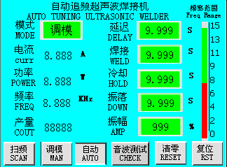 超（chāo）聲波焊接機主顯示窗口功能說明